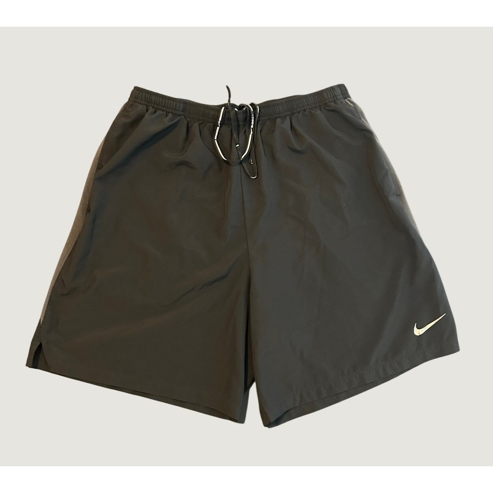 Nike Dri-FIT Running Shorts Black Grey Mesh Side Panels Large 7 Inch Inseam 1534